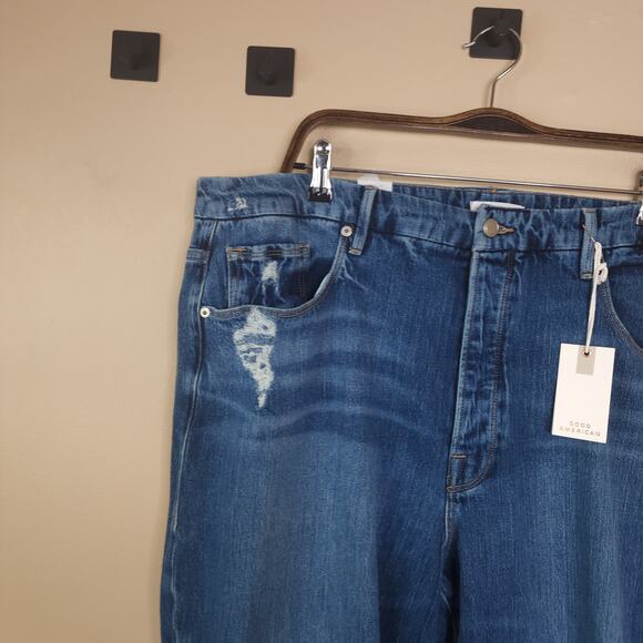 Good American Good Boy Double Split Hem Jeans Dark Wash Size 18 NWT - Picture 4 of 12